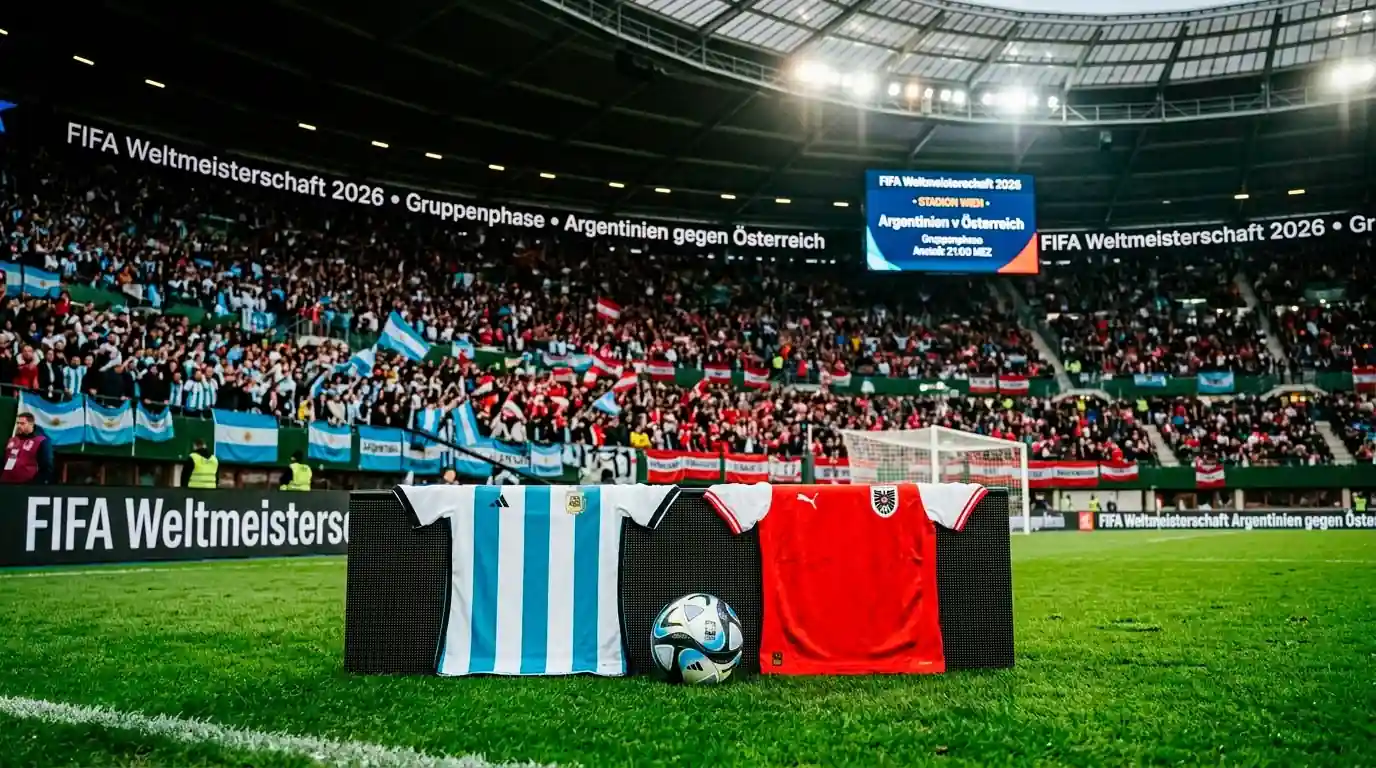 Spieler von Argentinien und Österreich vor dem WM-2026-Gruppenspiel im AT&T Stadium
