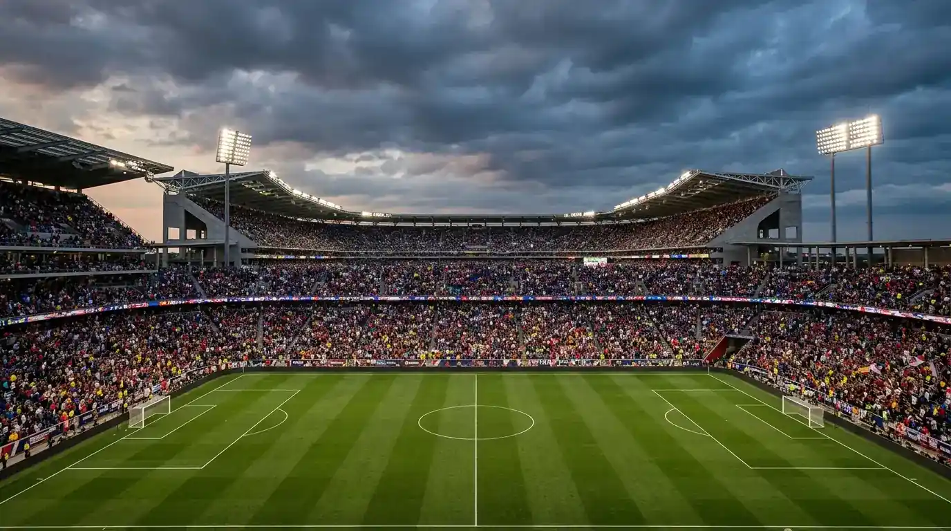 Symbolbild Achtelfinale Brasilien gegen Norwegen – Flutlichtstadion bei Anpfiff