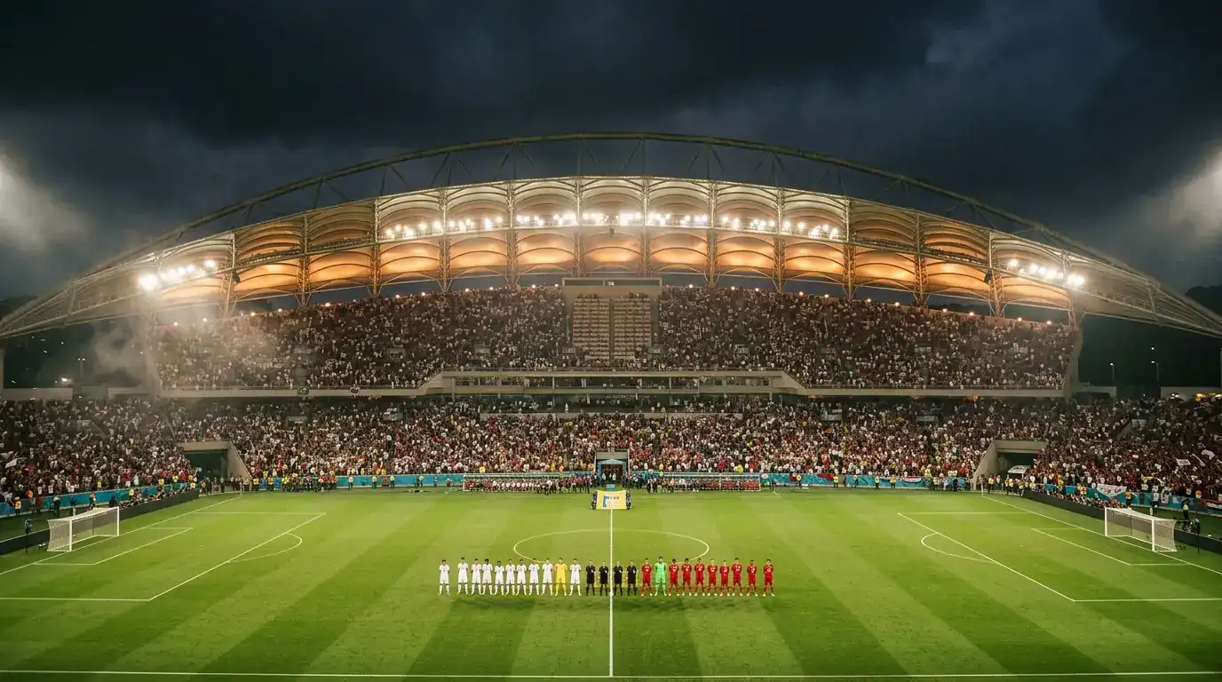 Symbolbild Viertelfinale Norwegen gegen England unter Flutlicht