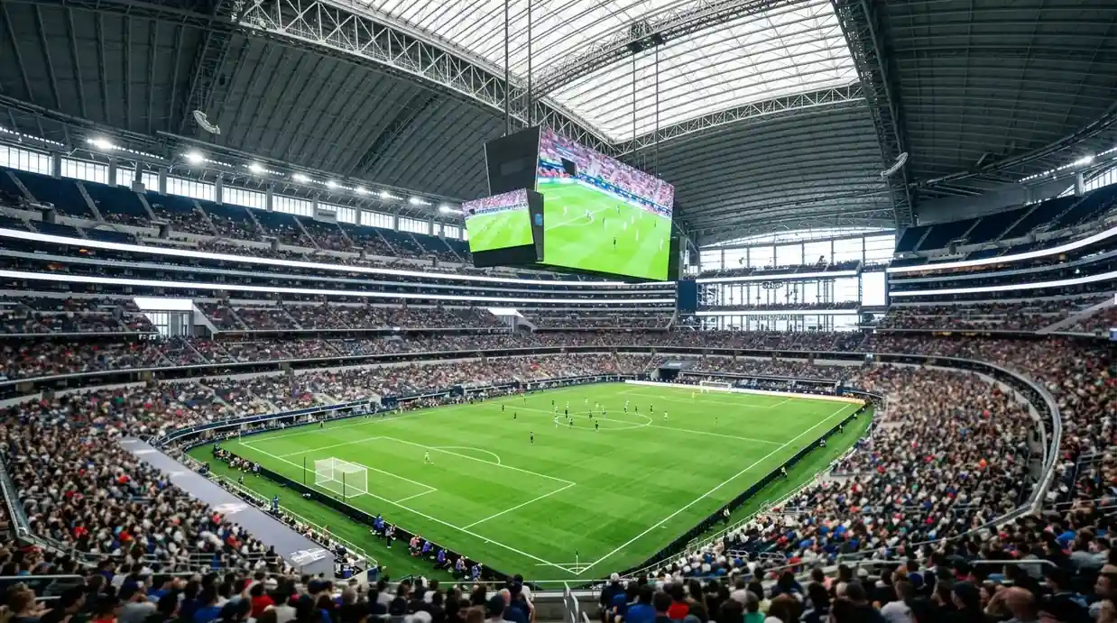 Symbolbild iberisches Achtelfinale Portugal gegen Spanien im überdachten Stadion von Dallas